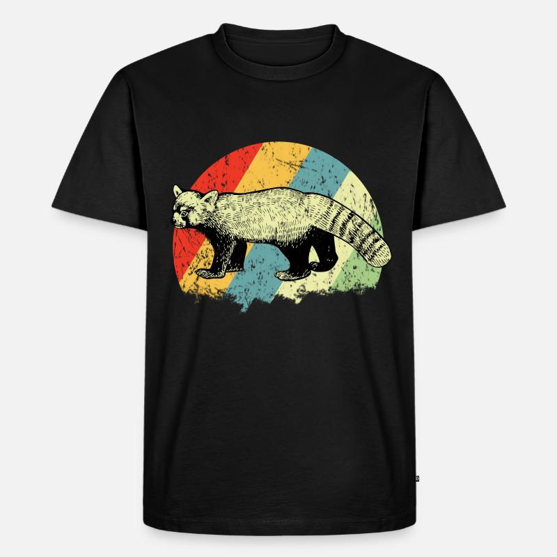 Retro Roter Panda - Männer Premium Bio T-Shirt - Schwarz