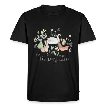 Dans le jardin heureux - joli cadeau - T-shirt Premium bio Homme - noir - Devant - Nico (187cm)