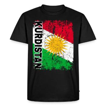 DRAPEAU DU KURDISTAN - Drapeau Kurde - Grand Rétro - T-shirt Premium bio Homme - noir - Devant - Nico (187cm)