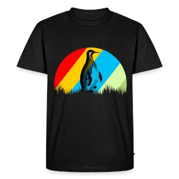 Cadeau oiseau animalier rétro pingouin - T-shirt Premium bio Homme - noir - Devant - Nico (187cm)