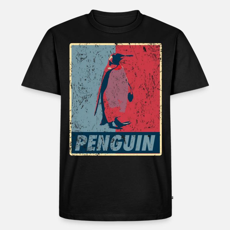 Pinguin Retro - Männer Premium Bio T-Shirt - Schwarz