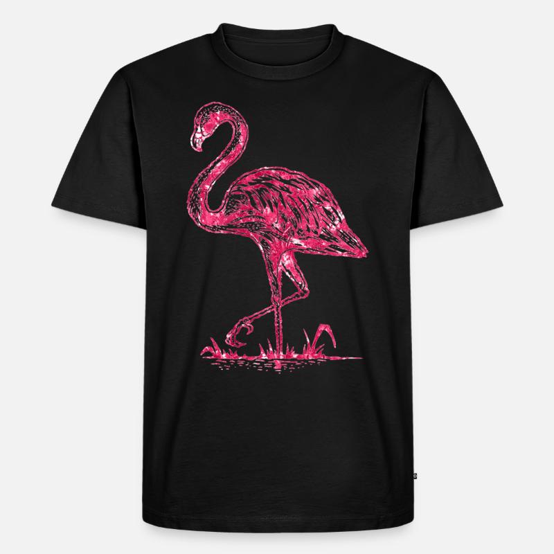 Flamingo - Männer Premium Bio T-Shirt - Schwarz