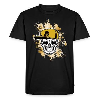 Skull Baseball Cap Gold Skull Skater Old School - Men's Premium Organic T-Shirt - black - Front - Nico (187cm)