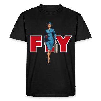Hôtesse de l’air Hôtesse de l’air héroïne de l’air - T-shirt Premium bio Homme - noir - Devant - Nico (187cm)