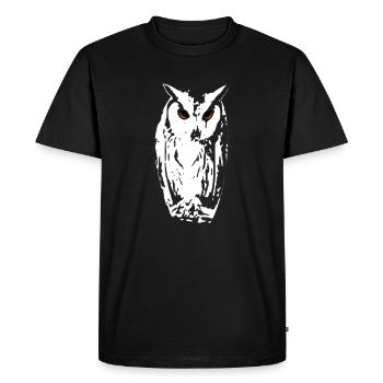 Hibou Kauz nuit clair de lune - T-shirt Premium bio Homme - noir - Devant - Nico (187cm)