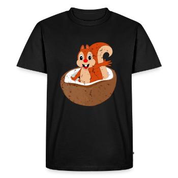 Écureuil et noix Noisette Noix d’arbre gland - T-shirt Premium bio Homme - noir - Devant - Nico (187cm)
