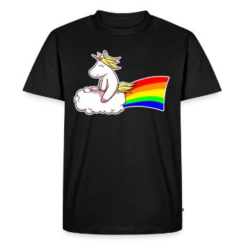 Unicorn Rainbow Unicorn on Cloud Unicorns - Men's Premium Organic T-Shirt - black - Front - Nico (187cm)