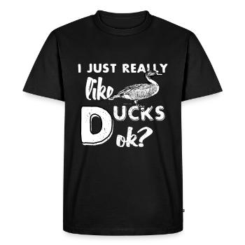 Duck pond ducks swim on the lake - Men's Premium Organic T-Shirt - black - Front - Nico (187cm)