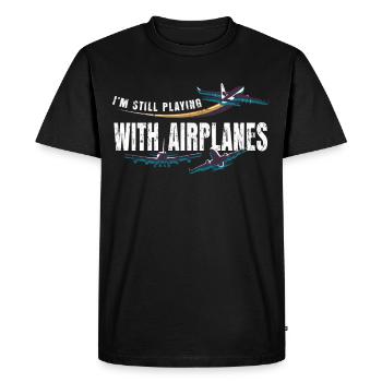 Plane pilot - Men's Premium Organic T-Shirt - black - Front - Nico (187cm)