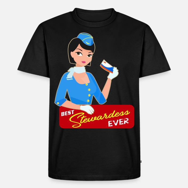 Stewardess Flugbegleiterin Geschenk - Männer Premium Bio T-Shirt - Schwarz