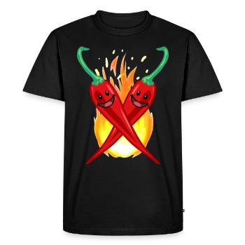 Chilli Pepperoni Spice Cuisson Cuisine Nourriture - T-shirt Premium bio Homme - noir - Devant - Nico (187cm)