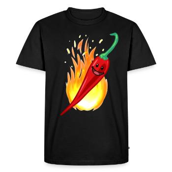 Chili au piment fort Restaurant Plat d’épices chaudes - T-shirt Premium bio Homme - noir - Devant - Nico (187cm)