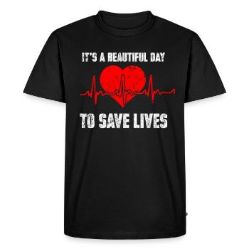 Médecin paramédical malade coeur coeur Lifesaver Gift - T-shirt Premium bio Homme - noir - Devant - Nico (187cm)