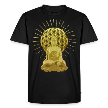 Buddha mit Blume des Lebens Geschenk - Männer Premium Bio T-Shirt - Schwarz - Vorne - Nico (187cm)