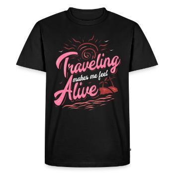 Travel life - Men's Premium Organic T-Shirt - black - Front - Nico (187cm)