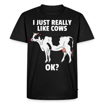 Vache Vaches Farmer Farm Farmer Farmer Gift - T-shirt Premium bio Homme - noir - Devant - Nico (187cm)