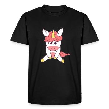 Angry Unicorn Licorne en colère - T-shirt Premium bio Homme - noir - Devant - Nico (187cm)