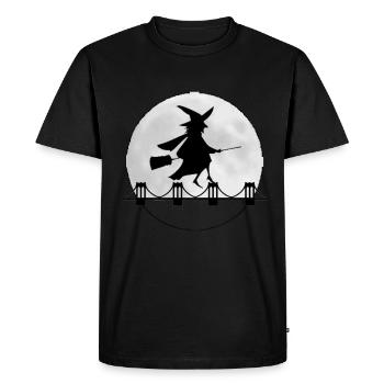 Sorcière magique sorcellerie balai d'halloween - T-shirt Premium bio Homme - noir - Devant - Nico (187cm)