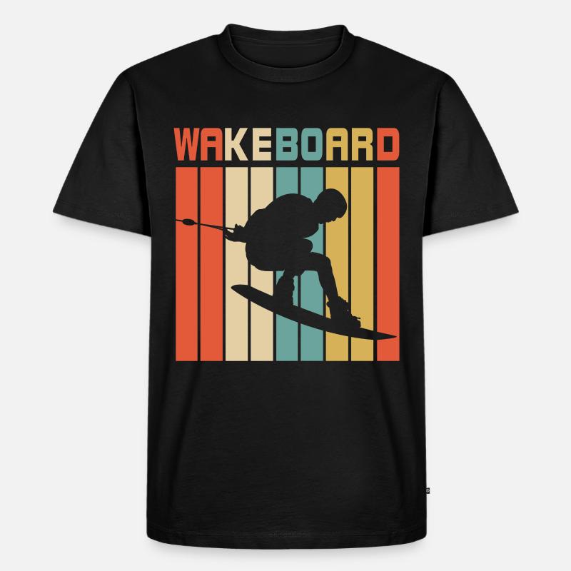 Wakeboarding Retro - Männer Premium Bio T-Shirt - Schwarz