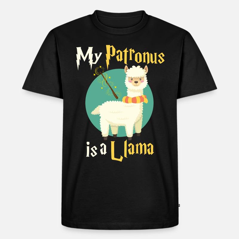 Lama Tier - Männer Premium Bio T-Shirt - Schwarz