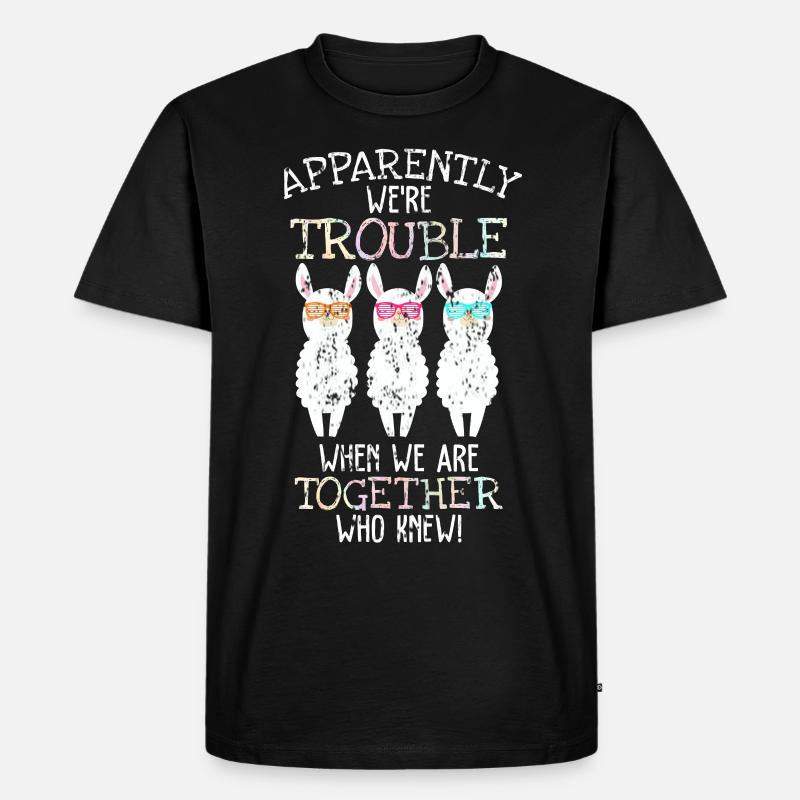 Lama Freunde - Männer Premium Bio T-Shirt - Schwarz