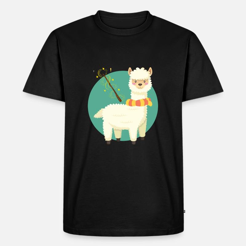 Lama - Männer Premium Bio T-Shirt - Schwarz