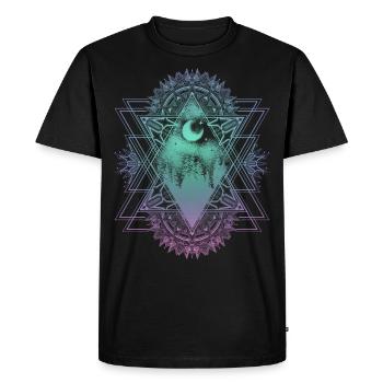 Panorama du mandala ésotérique et yoga spirituel - T-shirt Premium bio Homme - noir - Devant - Nico (187cm)