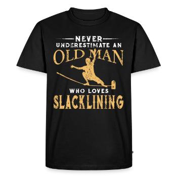 Slackline Old Man - Men's Premium Organic T-Shirt - black - Front - Nico (187cm)