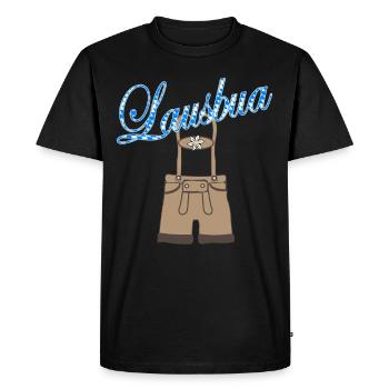 Lausbua with leather pants - Men's Premium Organic T-Shirt - black - Front - Nico (187cm)