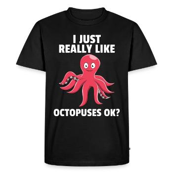 Octopus Krake Tintenfisch Oktopus Fische Geschenk - Men's Premium Organic T-Shirt - black - Front - Nico (187cm)