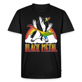 Black Metal Deathmetal Metalcore Rocker Unicorn - T-shirt Premium bio Homme - noir - Devant - Nico (187cm)