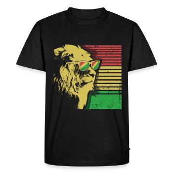 Rasta Lion Lion Reggae Rastafari lunettes de soleil - T-shirt Premium bio Homme - noir - Devant - Nico (187cm)