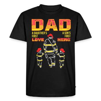 Papa pompier - T-shirt Premium bio Homme - noir - Devant - Nico (187cm)