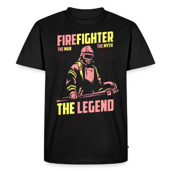 Pompier L’Homme Le Mythe La Légende - T-shirt Premium bio Homme - noir - Devant - Nico (187cm)