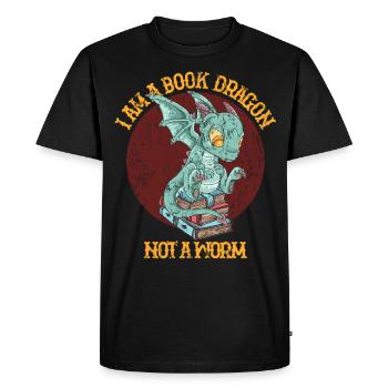 Reading Dragon Books Learning History Gift - Men's Premium Organic T-Shirt - black - Front - Nico (187cm)