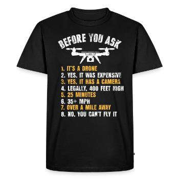 Question drone - T-shirt Premium bio Homme - noir - Devant - Nico (187cm)