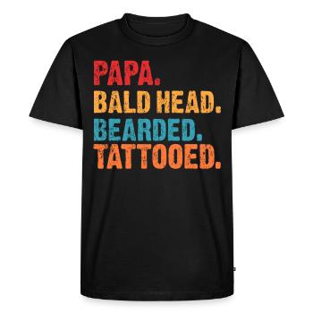 Cadeau de tatouage barbe chauve papa - T-shirt Premium bio Homme - noir - Devant - Nico (187cm)