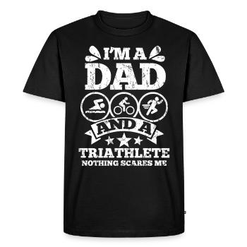 Triathlon Papa Père - T-shirt Premium bio Homme - noir - Devant - Nico (187cm)