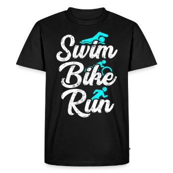Triathlon Marathon - Men's Premium Organic T-Shirt - black - Front - Nico (187cm)