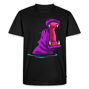 Hippopotame hippopotame safari drôle drôle - T-shirt Premium bio Homme - noir - Devant - Nico (187cm)