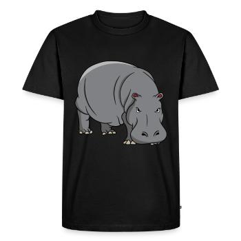 Hippopotame hippopotame safari drôle drôle - T-shirt Premium bio Homme - noir - Devant - Nico (187cm)
