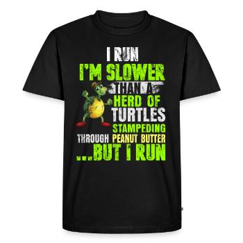 Course de jogging tortue en disant cadeau - T-shirt Premium bio Homme - noir - Devant - Nico (187cm)