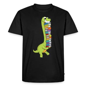Dinosaures Dino Livre Lire Livres de ver de bibliothèque - T-shirt Premium bio Homme - noir - Devant - Nico (187cm)