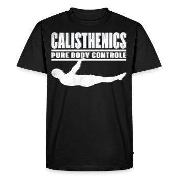 Calisthenics Street Workout Front Leaver - Men's Premium Organic T-Shirt - black - Front - Nico (187cm)
