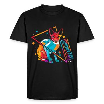 Sphynx Sphinx Chat Rétro - T-shirt Premium bio Homme - noir - Devant - Nico (187cm)