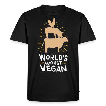 chemise anti vegan - T-shirt Premium bio Homme - noir - Devant - Nico (187cm)