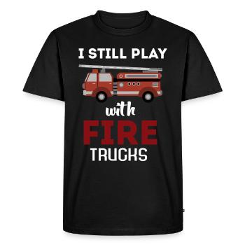 Voiture de héros de pompiers - T-shirt Premium bio Homme - noir - Devant - Nico (187cm)