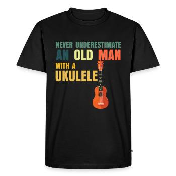 Ukulélé Papa Papy - T-shirt Premium bio Homme - noir - Devant - Nico (187cm)