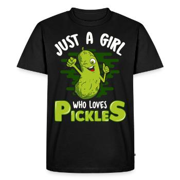 Juste une fille qui aime les cornichons - T-shirt Premium bio Homme - noir - Devant - Nico (187cm)