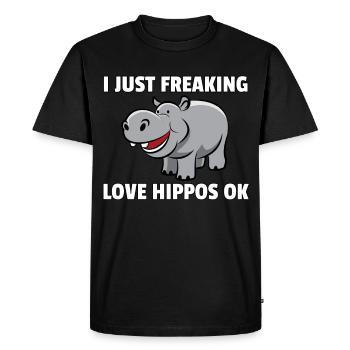 Hippopotame hippopotame safari drôle drôle - T-shirt Premium bio Homme - noir - Devant - Nico (187cm)